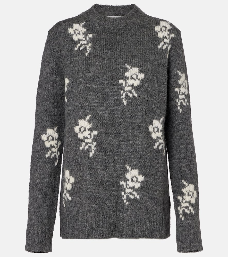 Jil Sander Intarsia Alpaca And Wool-blend Sweater In Gray