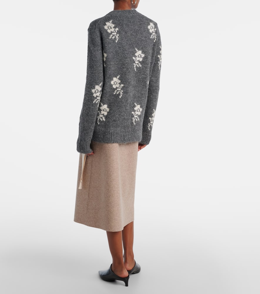 Jil Sander Intarsia Alpaca And Wool-blend Sweater In Gray