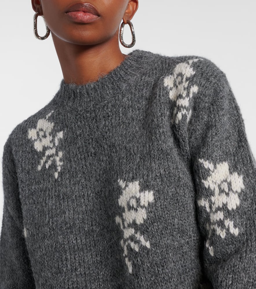 Jil Sander Intarsia Alpaca And Wool-blend Sweater In Gray