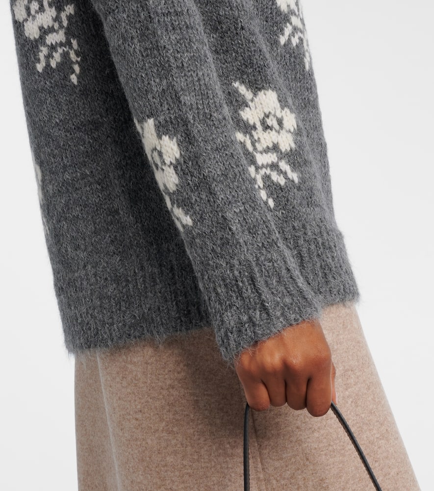 Jil Sander Intarsia Alpaca And Wool-blend Sweater In Gray