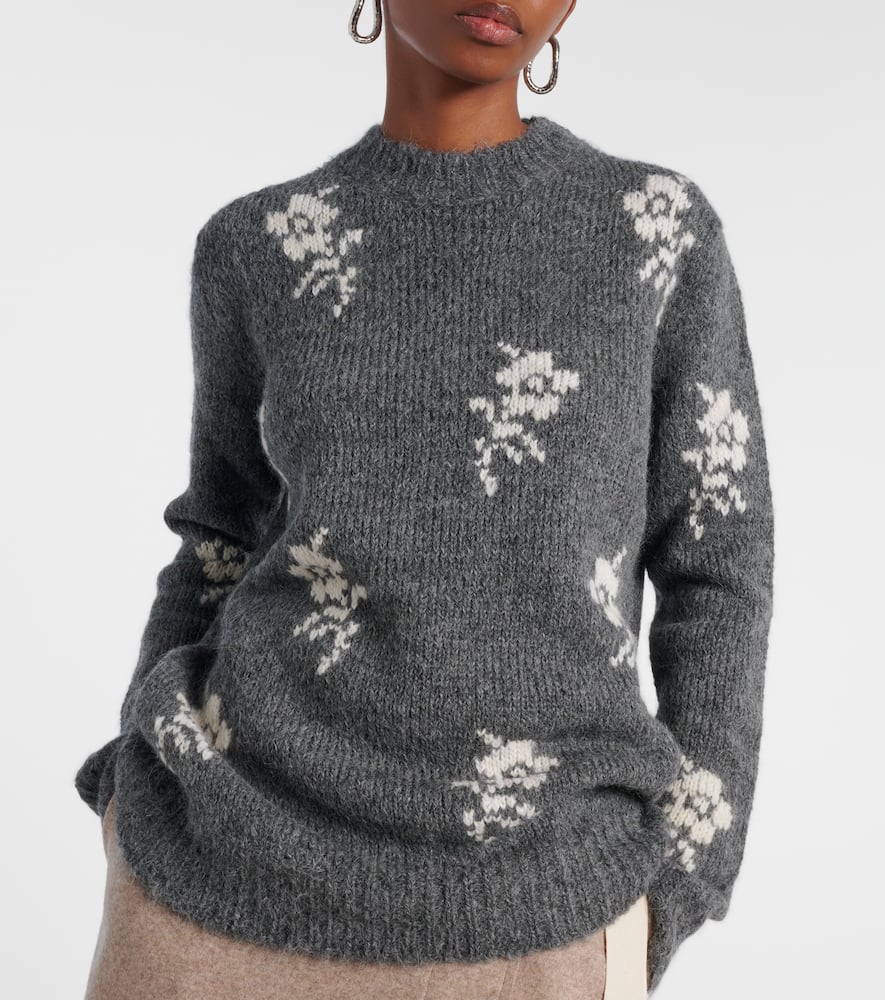 Jil Sander Intarsia Alpaca And Wool-blend Sweater In Gray