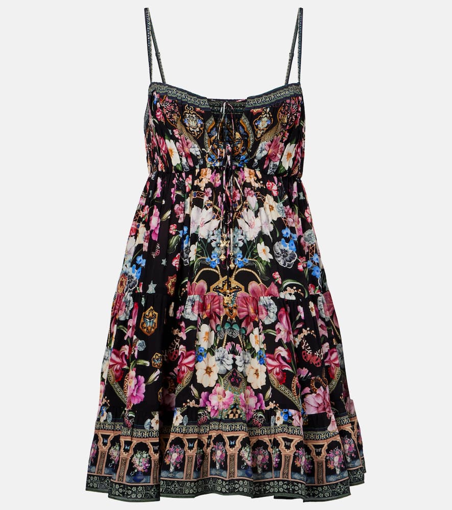 Crystal-embellished silk minidress