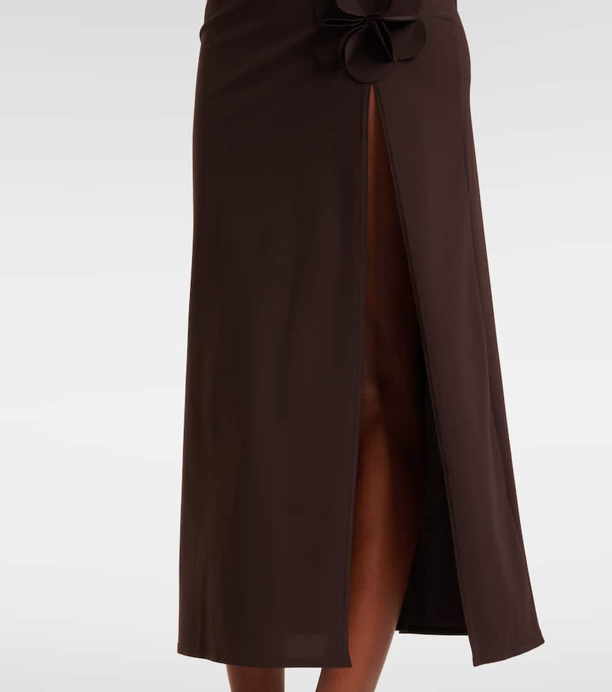 Karla Colletto Tess Floral-appliqué Maxi Skirt In Brown