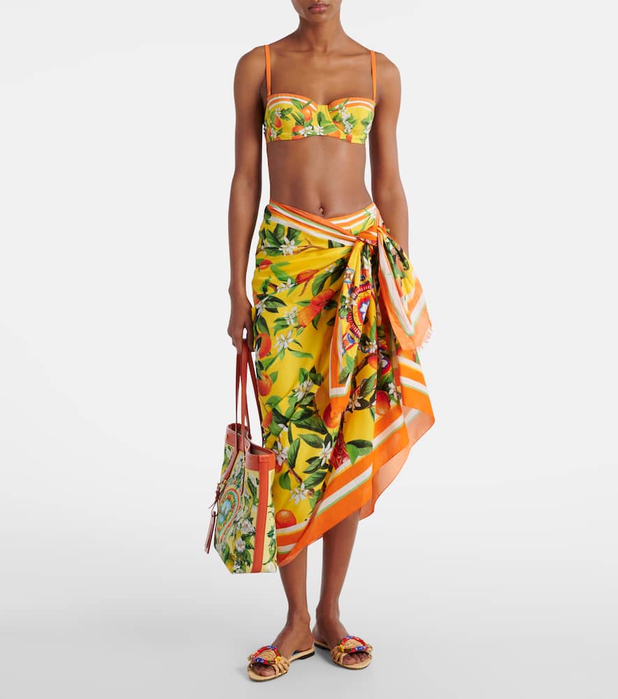 Dolce & Gabbana Printed Cotton Beach Cover-up In Multi