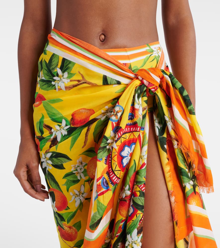 Dolce & Gabbana Printed Cotton Beach Cover-up In Multi