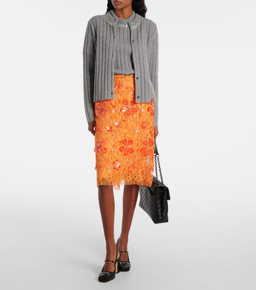Gucci Embellished Wool And Cashmere Cardigan In Gray