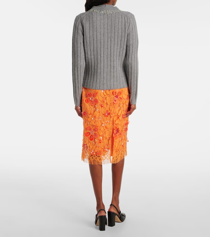 Gucci Embellished Wool And Cashmere Cardigan In Gray