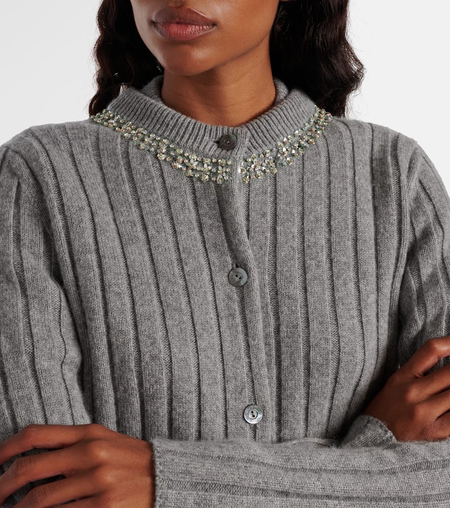 Gucci Embellished Wool And Cashmere Cardigan In Gray
