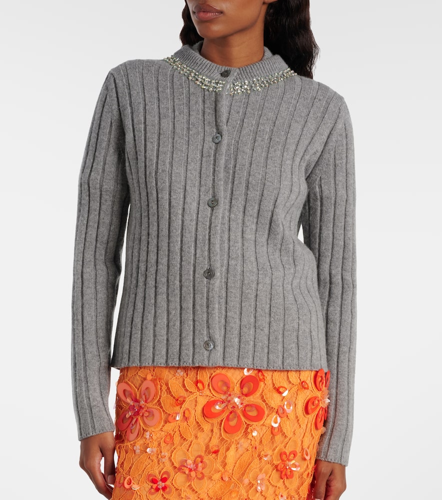 Gucci Embellished Wool And Cashmere Cardigan In Gray