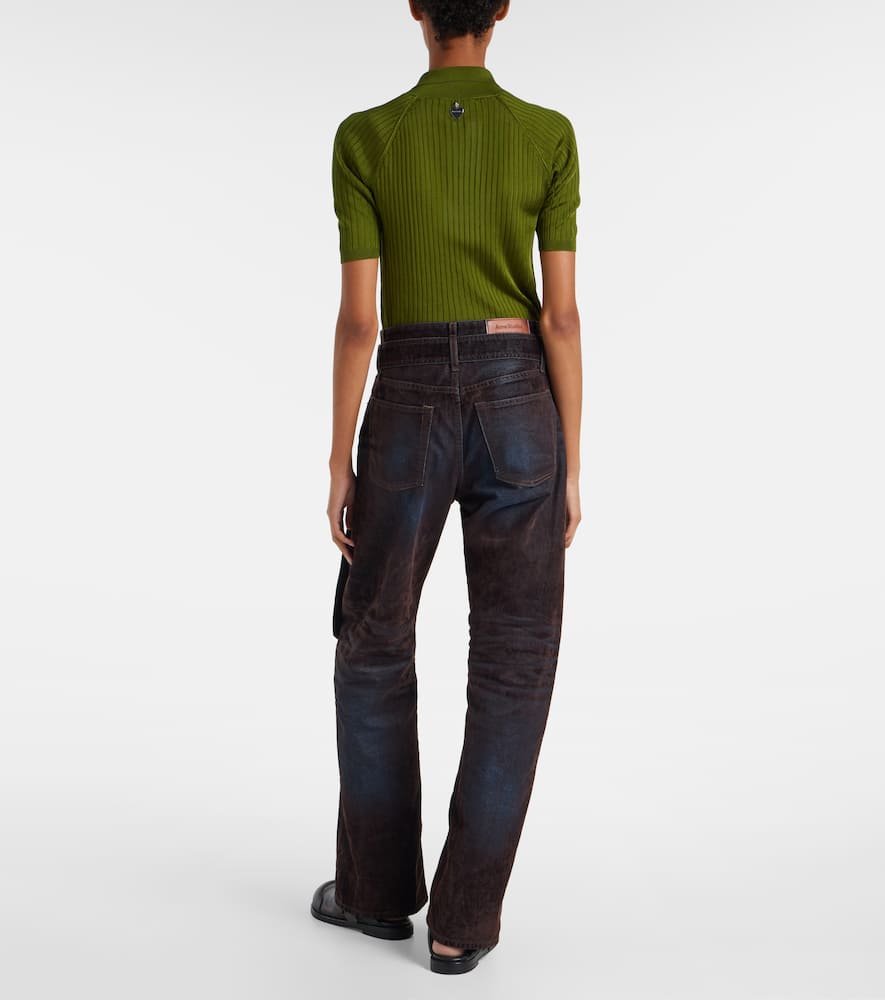 Acne Studios Page Flocked Belted Jeans In Blue