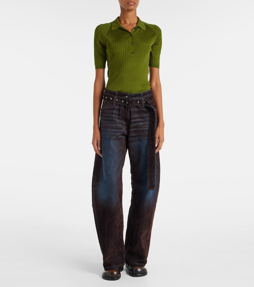 Acne Studios Page Flocked Belted Jeans In Blue