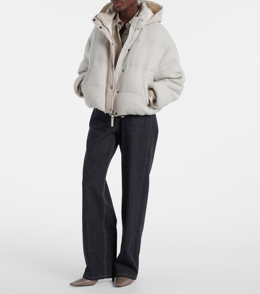 Brunello Cucinelli Cashmere-blend Down Jacket In Gray