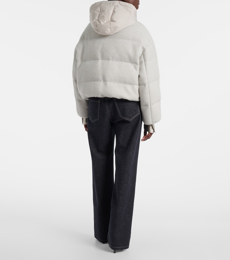 Brunello Cucinelli Cashmere-blend Down Jacket In Gray