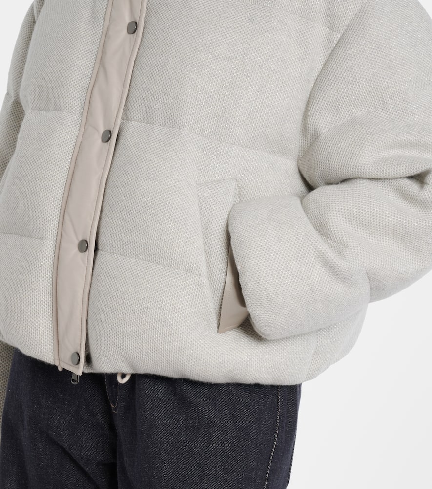 Brunello Cucinelli Cashmere-blend Down Jacket In Gray