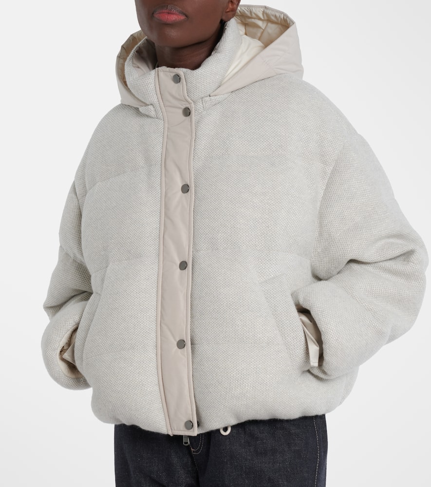 Brunello Cucinelli Cashmere-blend Down Jacket In Gray