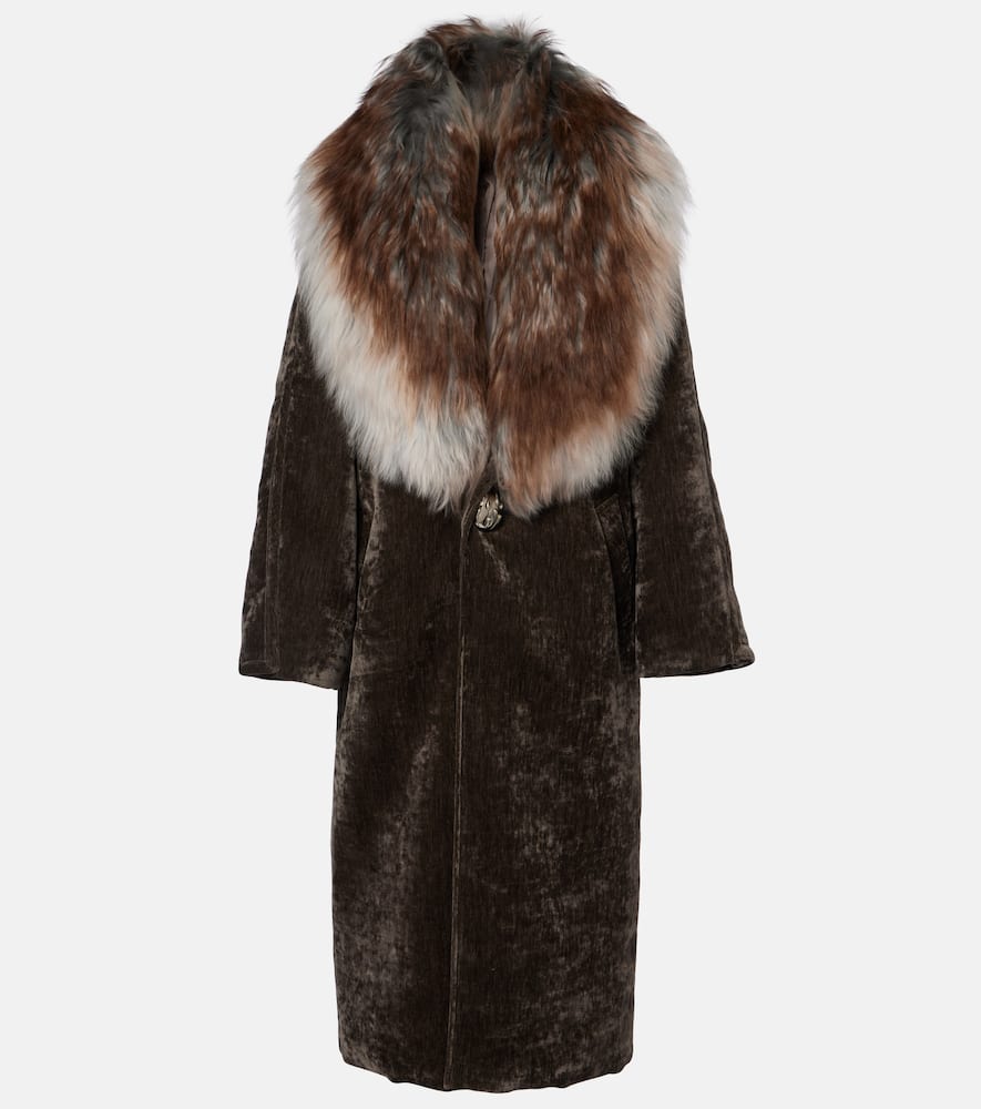 Jacques Wei Shearling-trimmed Coat In Brown