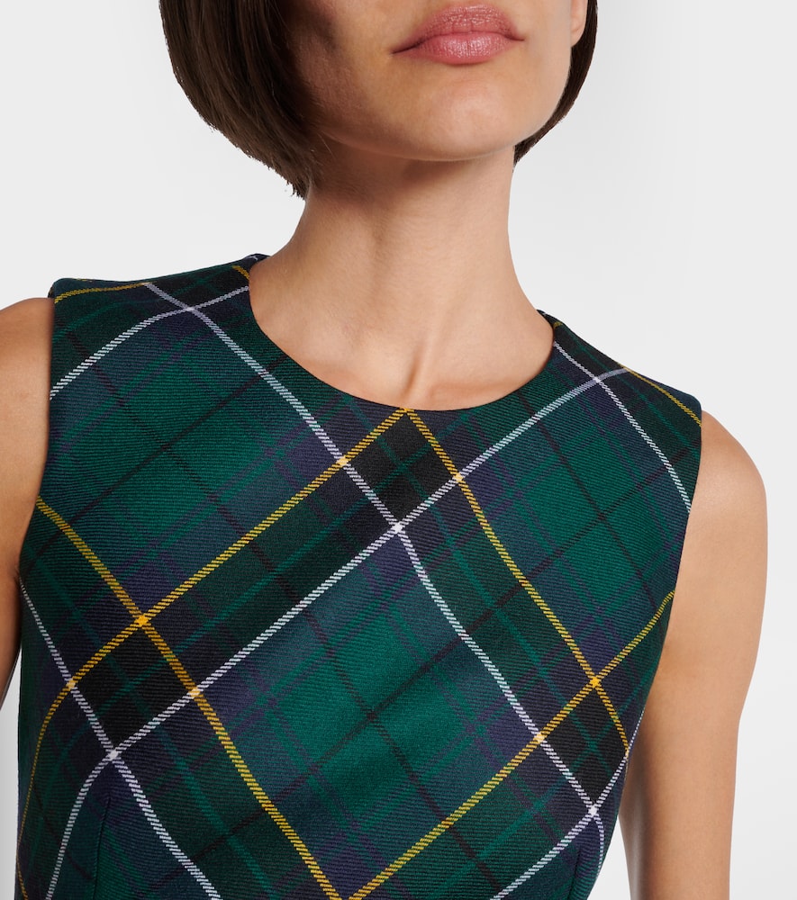 Alexander Mcqueen Tartan Wool Minidress In Green