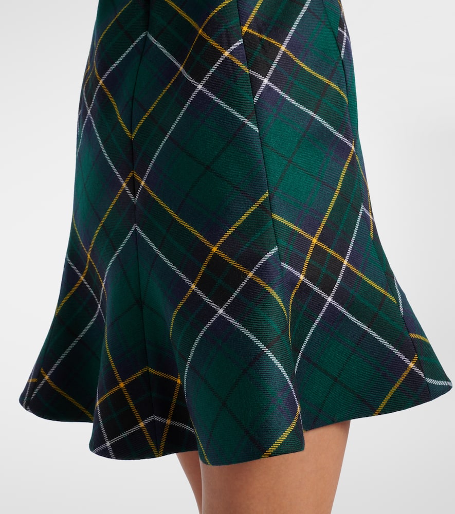 Alexander Mcqueen Tartan Wool Minidress In Green