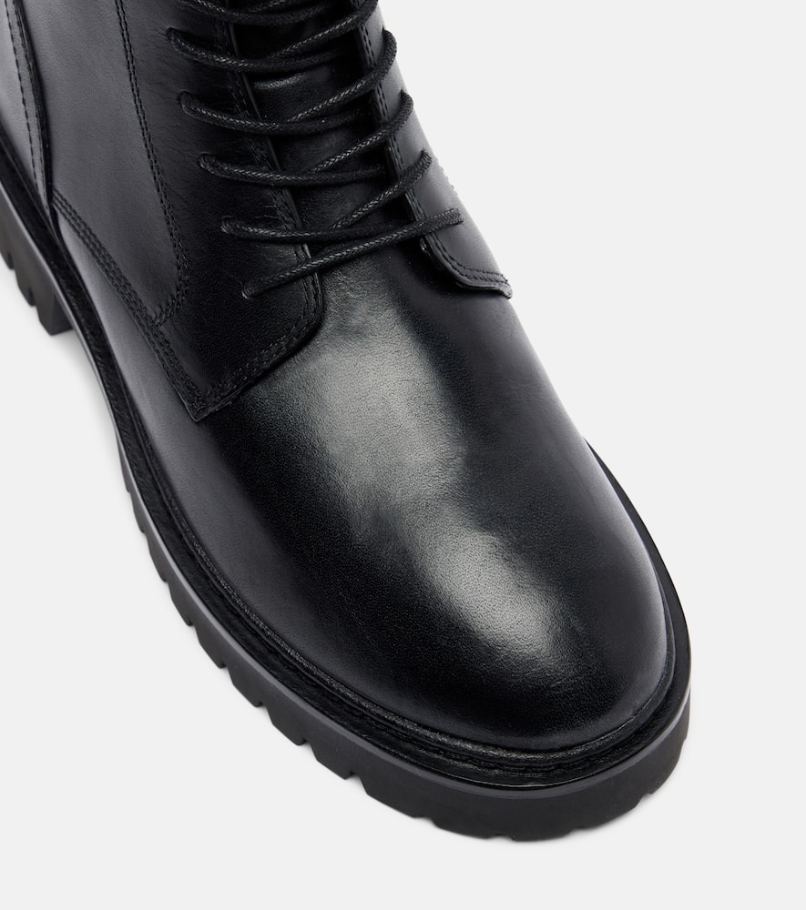 Tory Burch Turnlock Leather Combat Boots In Black