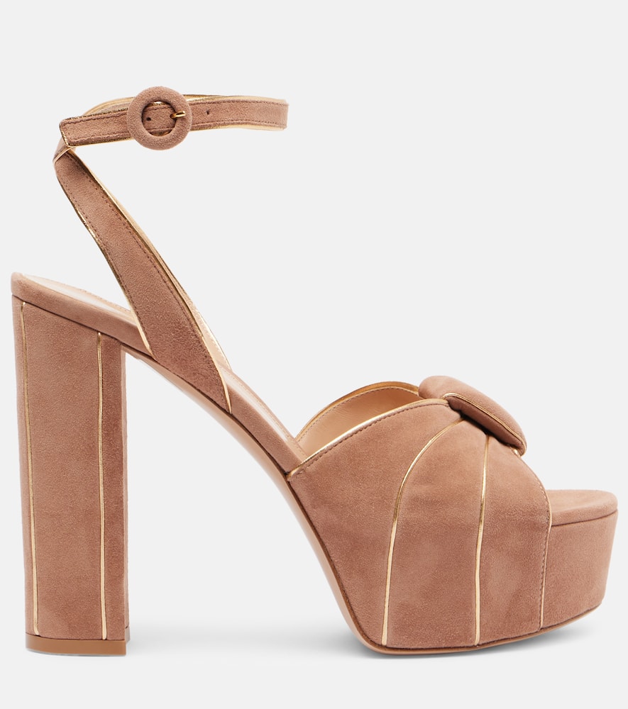 Gianvito Rossi 105 Suede Platform Sandals In Orange