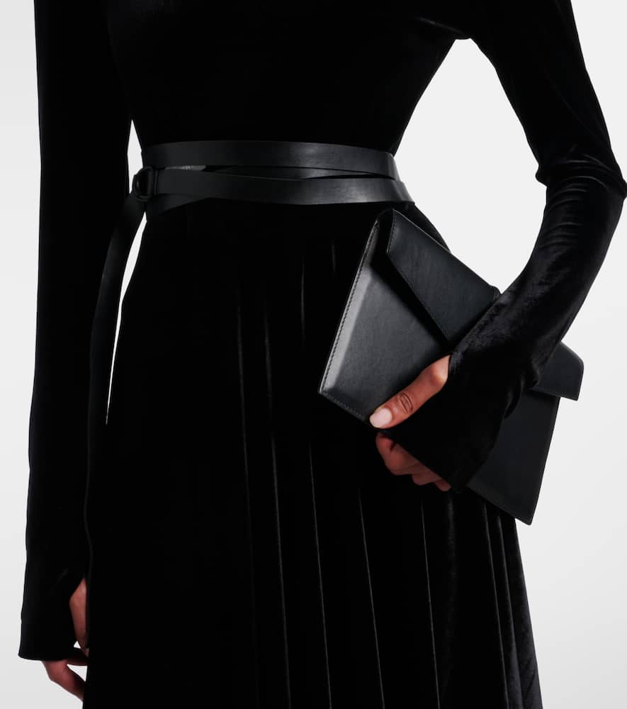 Norma Kamali Flared Turtleneck Velvet Midi Dress In Black