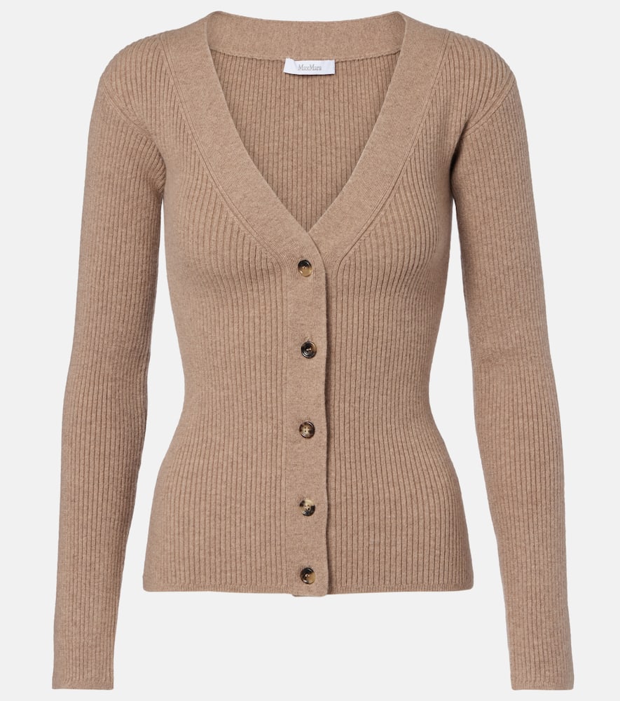 Max Mara Gioiosa Wool And Cashmere-blend Cardigan In Sand