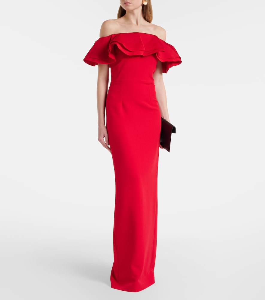  Safiyaa Safiyaa Ryan Ruffled Off-shoulder Crãªpe Gown 