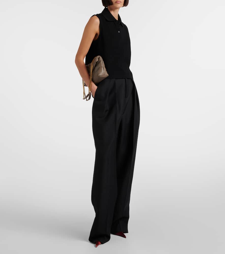 Saint Laurent Cassandre Cotton Piqué Top In Black