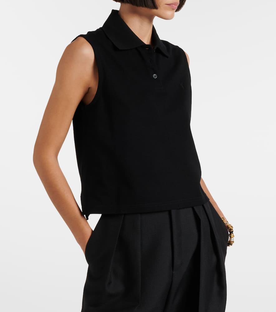 Saint Laurent Cassandre Cotton Piqué Top In Black