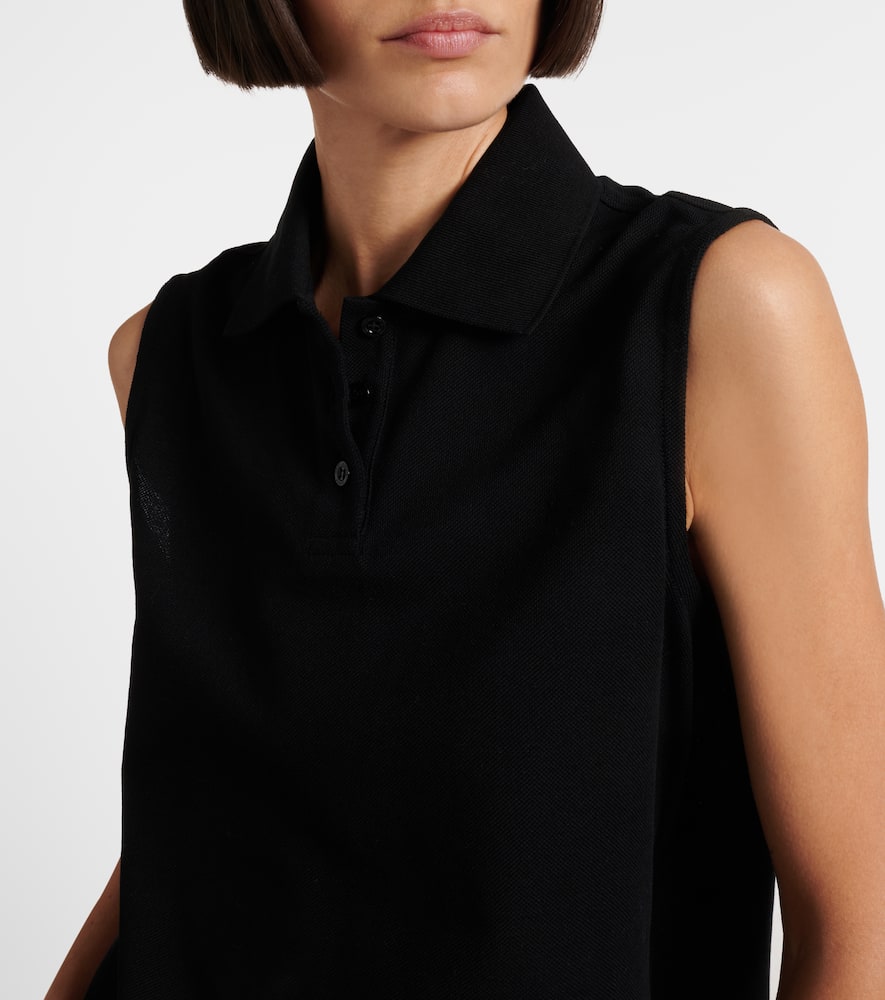Saint Laurent Cassandre Cotton Piqué Top In Black