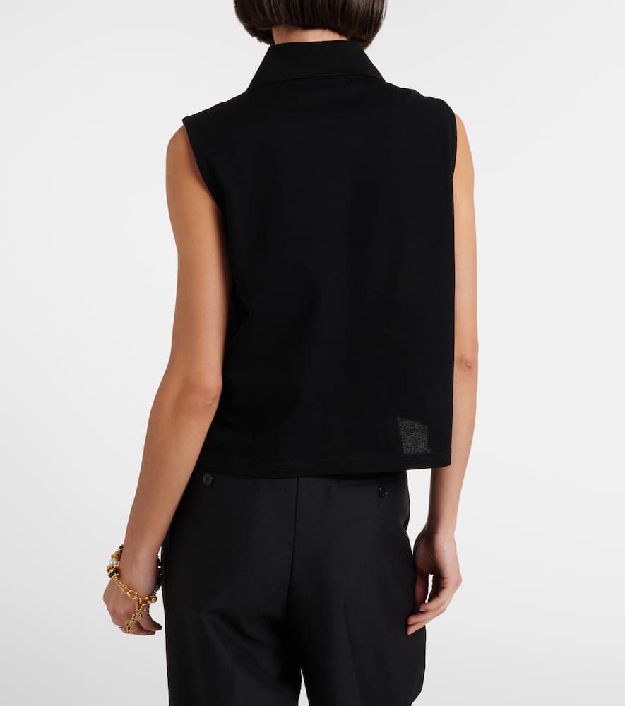 Saint Laurent Cassandre Cotton Piqué Top In Black