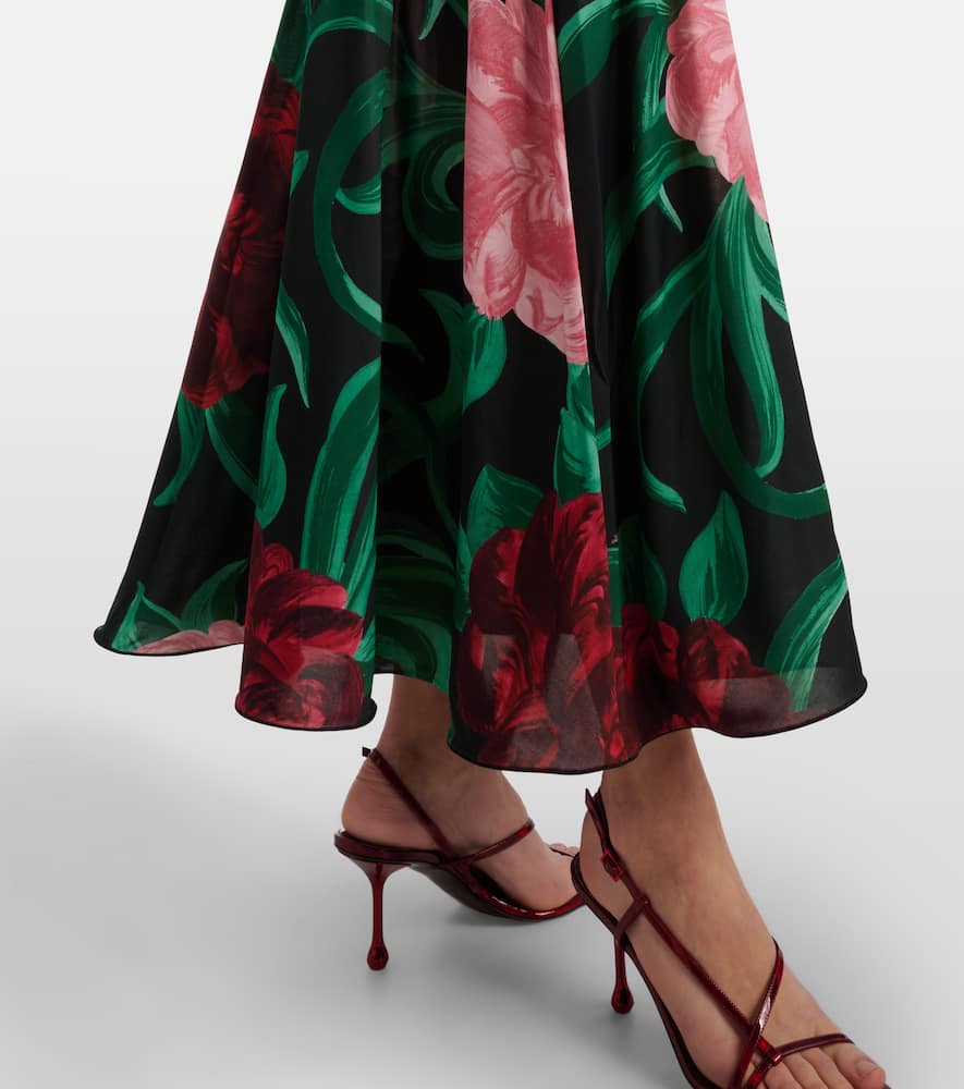 La Doublej Alba Floral Jersey Midi Dress In Multi