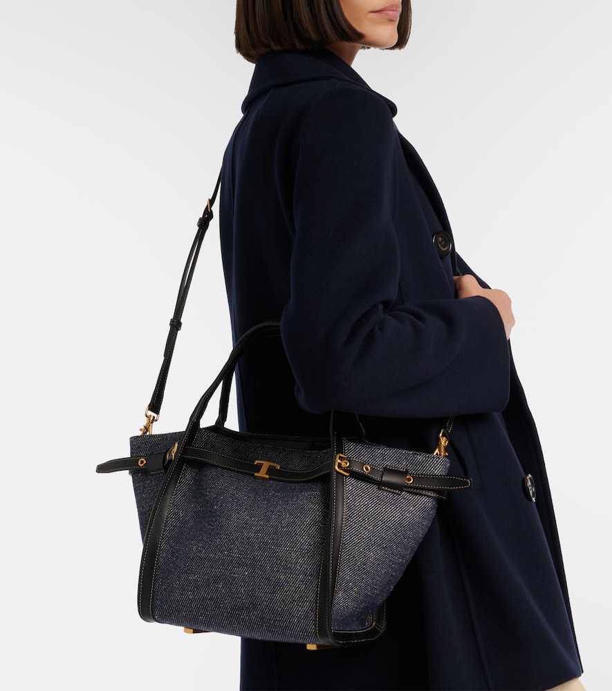 Tod's Tim Small leather-trimmed denim tote bag