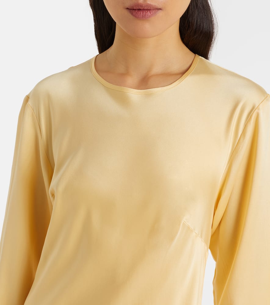 Asceno Salina Silk Charmeuse Midi Dress In Neutral