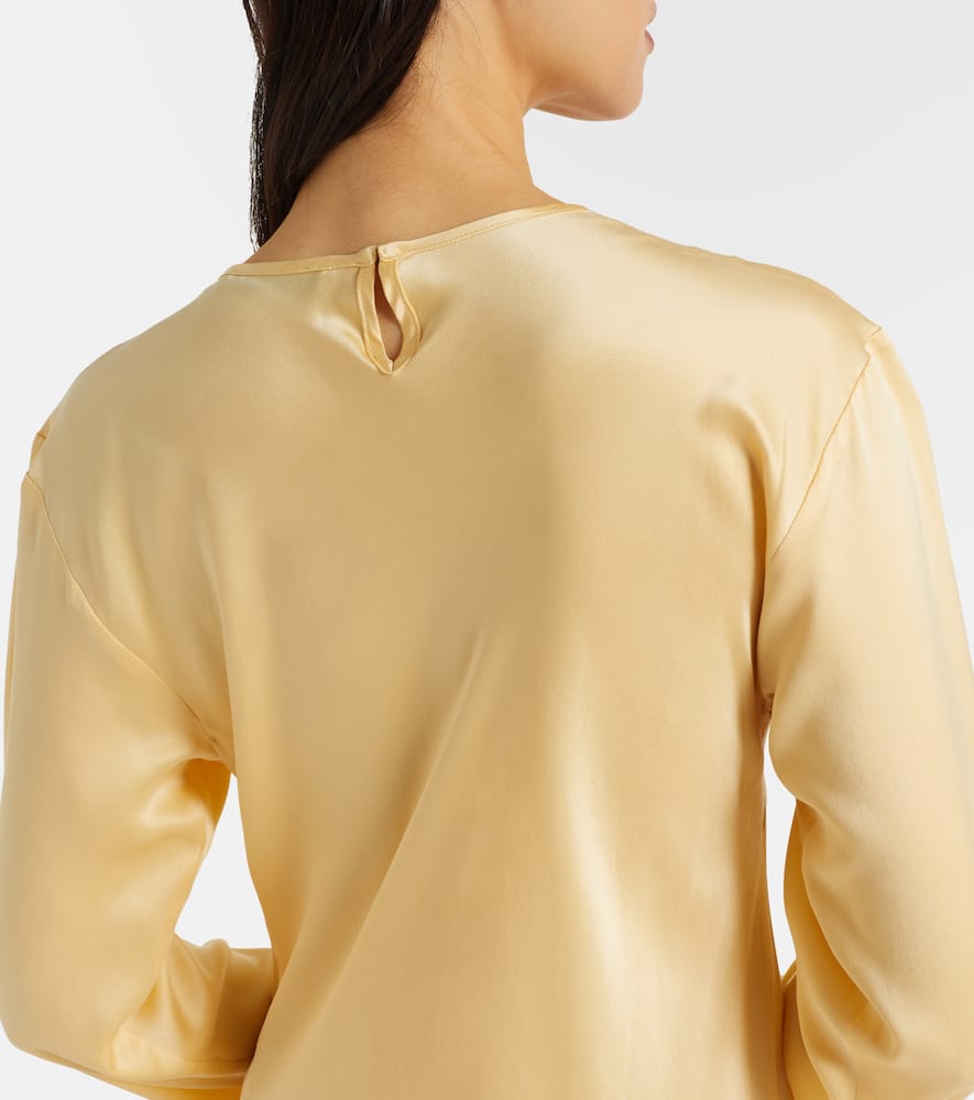 Asceno Salina Silk Charmeuse Midi Dress In Neutral