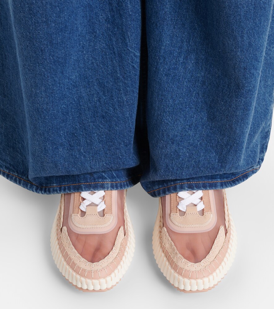 Chloé Nama leather-trimmed platform sneakers