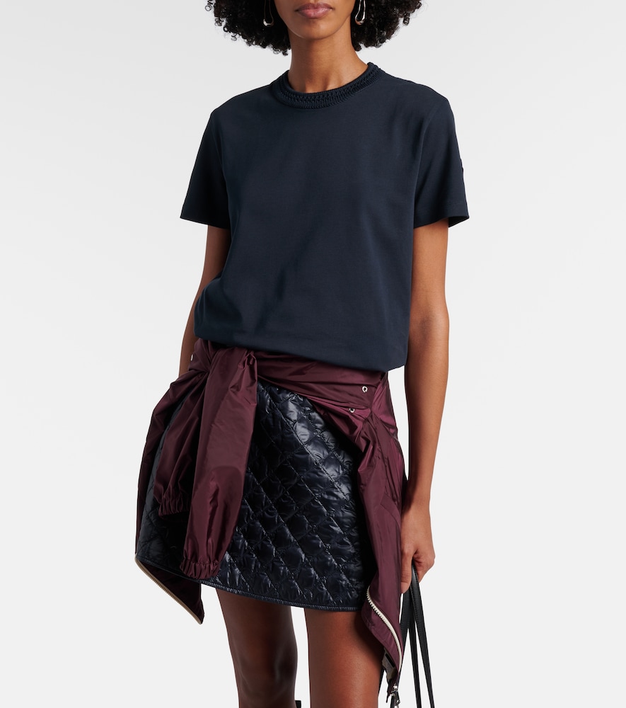 Moncler Crochet-trimmed cotton jersey T-shirt