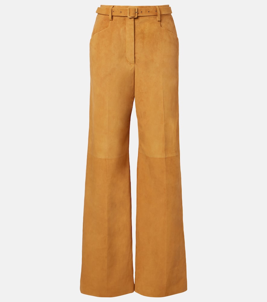 Gabriela Hearst Norman belted suede wide-leg pants