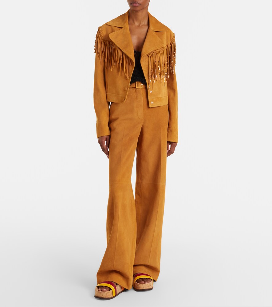 Gabriela Hearst Norman belted suede wide-leg pants