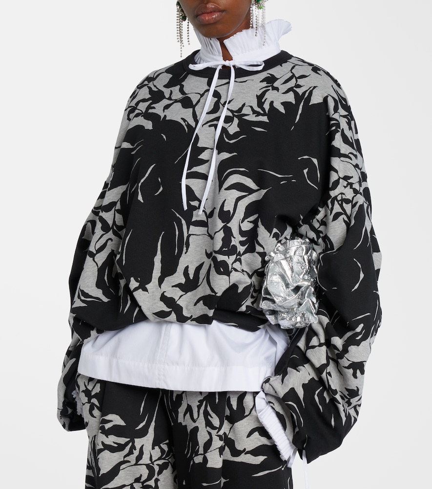 Dries Van Noten Draped floral cotton jersey sweatshirt
