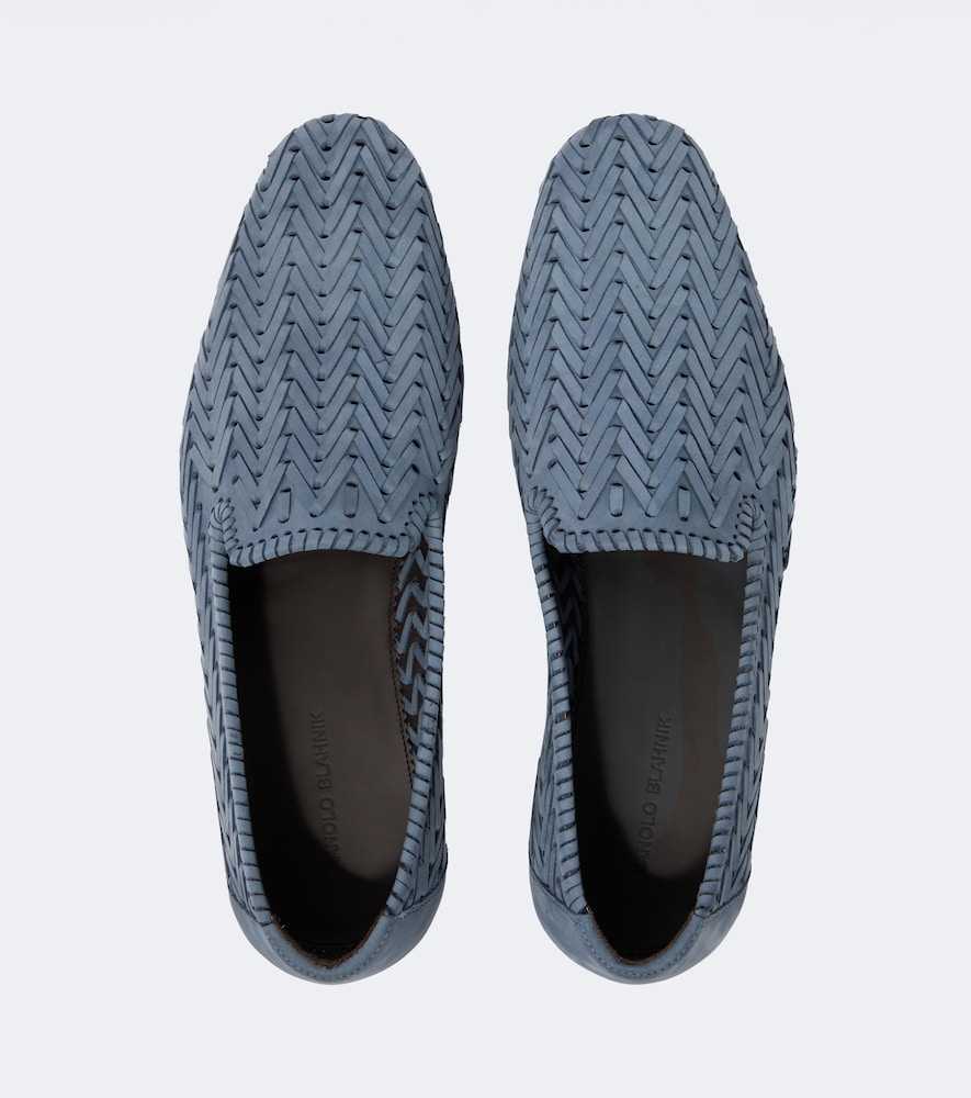  Manolo Blahnik Manolo Blahnik Mario Woven Leather Loafers 