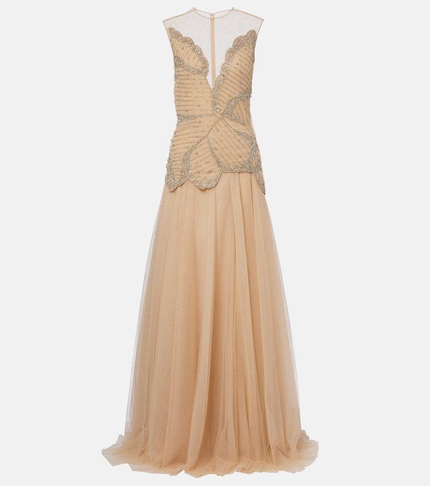 Costarellos Arabella embellished tulle gown