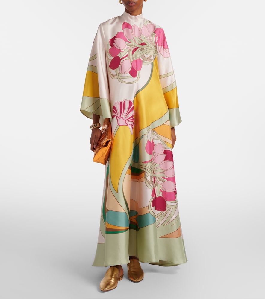 La DoubleJ Magnifico floral silk twill maxi dres