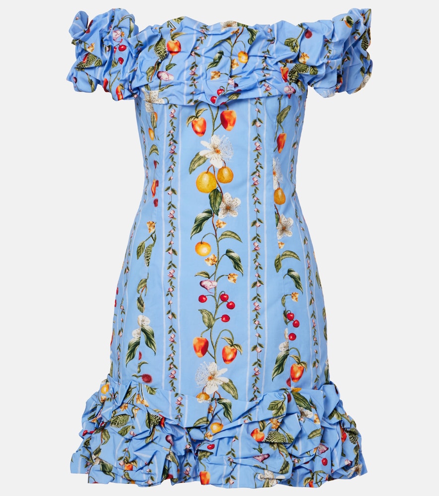 Agua by Agua Bendita Jardin printed off-shoulder cotton minidress