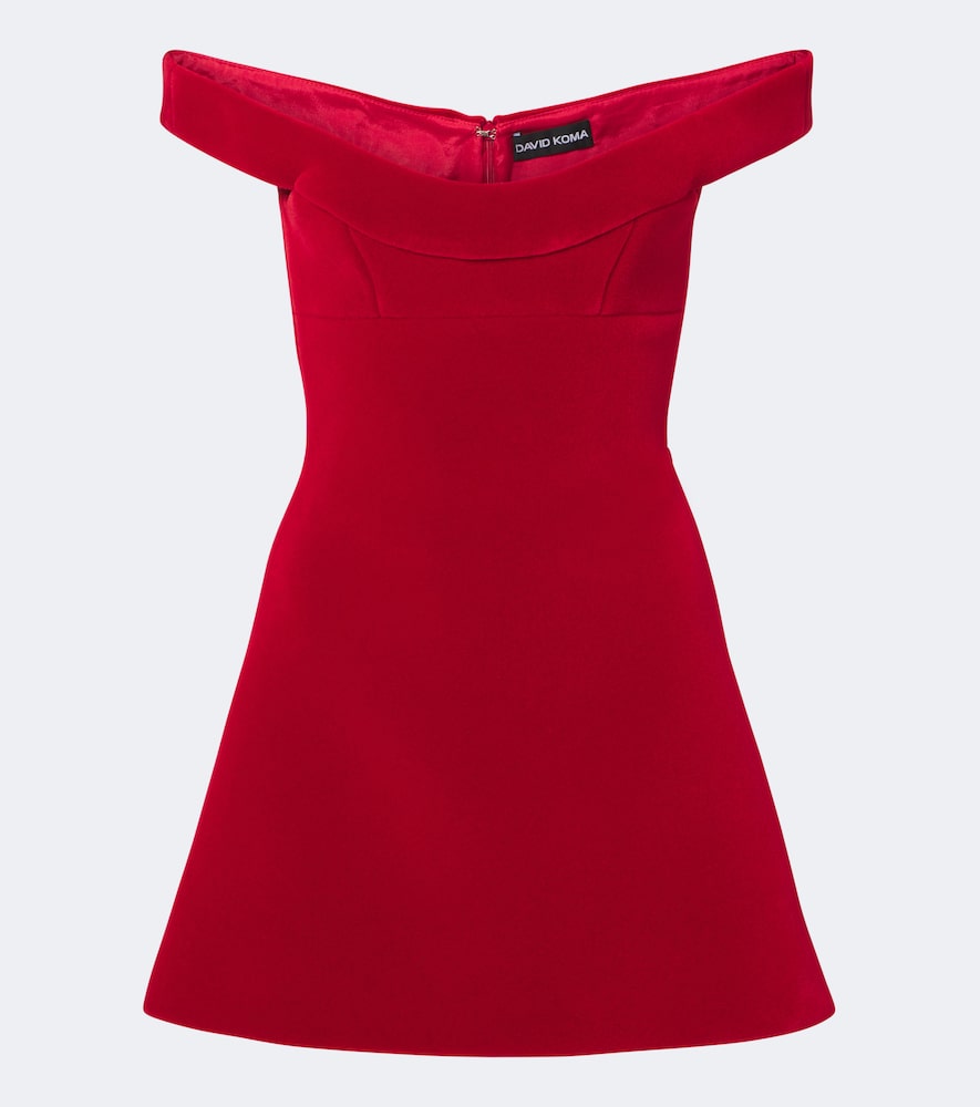Abito corto in velluto off-shoulder