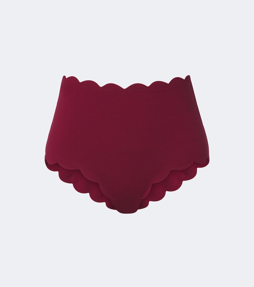 Marysia Santa Monica Scalloped Bikini Bottoms In Burgundy