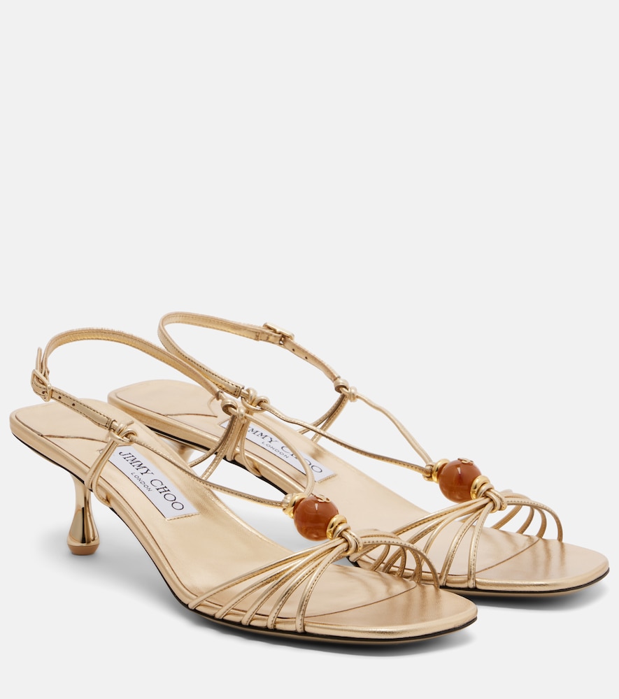 Jimmy Choo Lova embellished metallic leather sandals