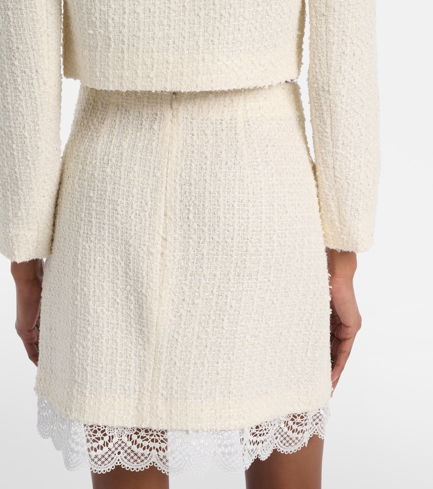 Lace-Trimmed Bouclé Miniskirt