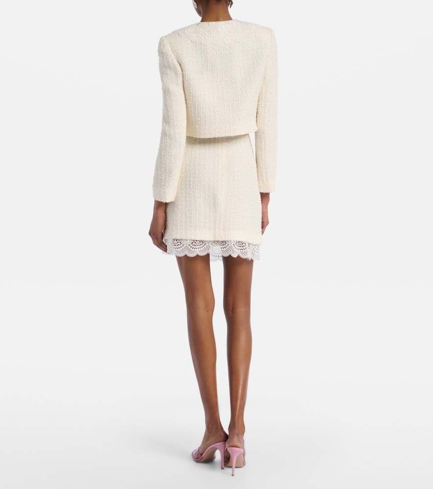Lace-Trimmed Bouclé Miniskirt