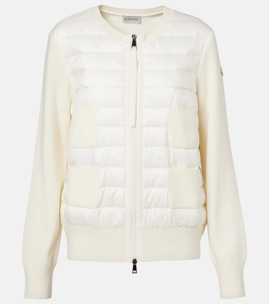 Moncler Women's White Tricot Down-Paneled Virgin Wool Cardigan UK Size 16 - Mytheresa